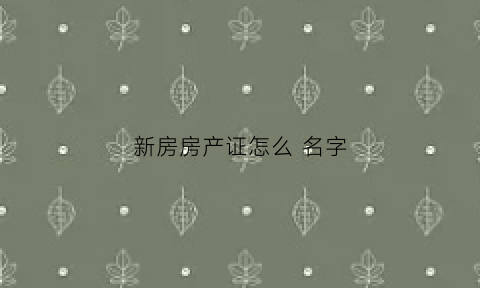 新房房产证怎么 名字